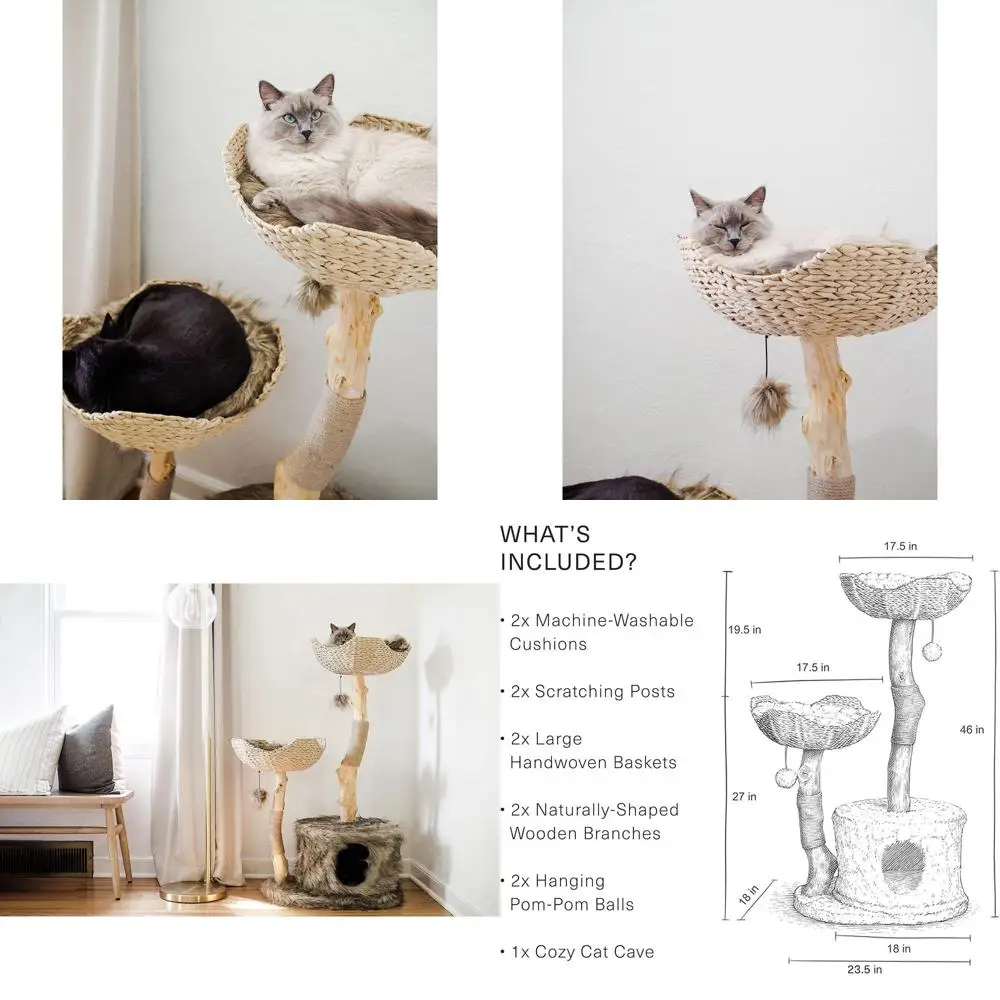 Элегантная лежанка-когтеточка из натурального дерева с роскошным домиком и столбиком для царапания
Элегантная лежанка-когтеточка из натурального дерева с роскошным домиком и столбиком для царапания