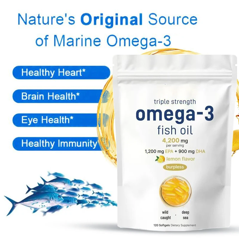 Omega-3 Fish Oil Supplement High in EPA + DHA Helps Improve Eyes for Heart, Brain and Immune Support
Omega-3 Fish Oil Supplement High in EPA + DHA Helps Improve Eyes for Heart, Brain and Immune Support