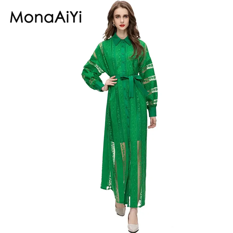 MonaAiYi Spring Summer Women's A-Line Dress Turn-Down Collar Lantern Sleeved Mesh Embroidery Single-Breasted Lace-UP S-3XL Dress
MonaAiYi Spring Summer Women's A-Line Dress Turn-Down Collar Lantern Sleeved Mesh Embroidery Single-Breasted Lace-UP S-3XL Dress