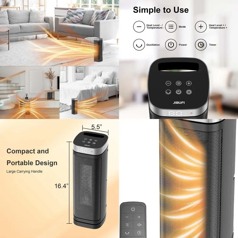 Portable Indoor Ceramic Heater with Remote, Timer, 3 Modes for Home & Office
Portable Indoor Ceramic Heater with Remote, Timer, 3 Modes for Home & Office