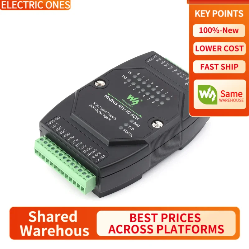 【Waveshare genuine】- Industrial 8-Ch Digital Input & Output Module, DC 7~36V Wide Voltage Power Supply, Modbus RTU Protocol, Rai
【Waveshare genuine】- Industrial 8-Ch Digital Input & Output Module, DC 7~36V Wide Voltage Power Supply, Modbus RTU Protocol, Rai