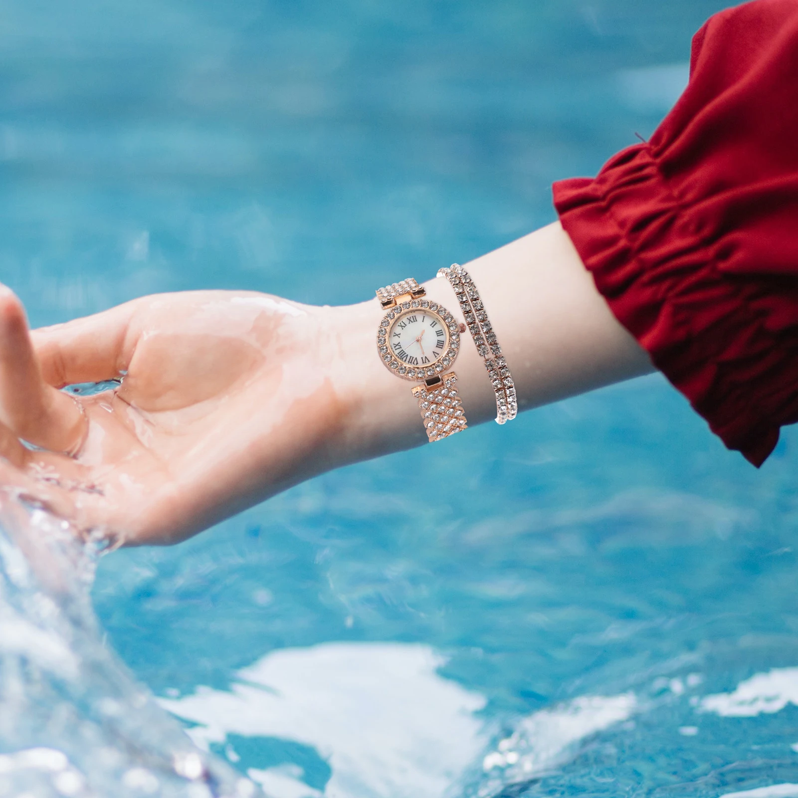 2Pcs Rhinestone Watch for Women Quartz Shiny Bracelet Watches Silver Color Fashion Girls Diamond Timepiece Jewelry Set
2Pcs Rhinestone Watch for Women Quartz Shiny Bracelet Watches Silver Color Fashion Girls Diamond Timepiece Jewelry Set