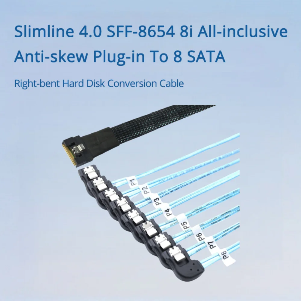 Slimline 4.0 SFF-8654 8i All-inclusive Anti-skew Plug-in To 8 SATA Right-bent Hard Disk Conversion Cable Length Optional 0.5M 1M
Slimline 4.0 SFF-8654 8i All-inclusive Anti-skew Plug-in To 8 SATA Right-bent Hard Disk Conversion Cable Length Optional 0.5M 1M