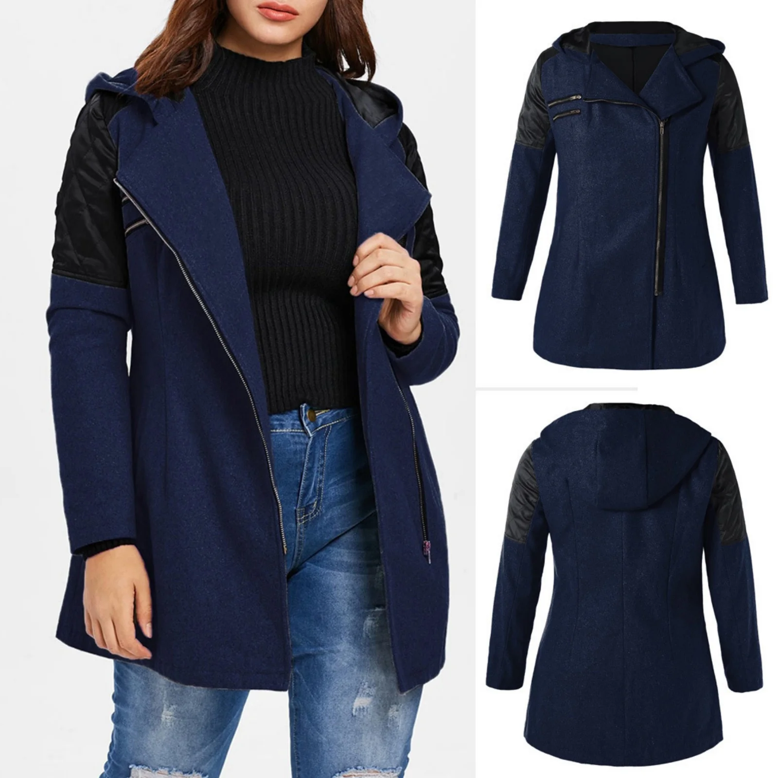 Женское пальто большого размера, осень/зима, теплое шерстяное пальто, модное лоскутное пальто с капюшоном и карманом, винтажное повседневное модное пальто на молнии
Женское пальто большого размера, осень/зима, теплое шерстяное пальто, модное лоскутное пальто с капюшоном и карманом, винтажное повседневное модное пальто на молнии