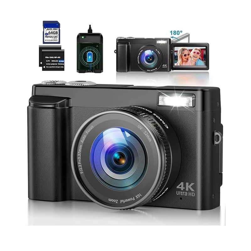 Цифровая камера 4K для фотографии с автофокусом, 48 МП, подходит для YouTube с SD-картой, компактная камера с 16-кратным цифровым зумом, защита от сотрясений
Цифровая камера 4K для фотографии с автофокусом, 48 МП, подходит для YouTube с SD-картой, компактная камера с 16-кратным цифровым зумом, защита от сотрясений