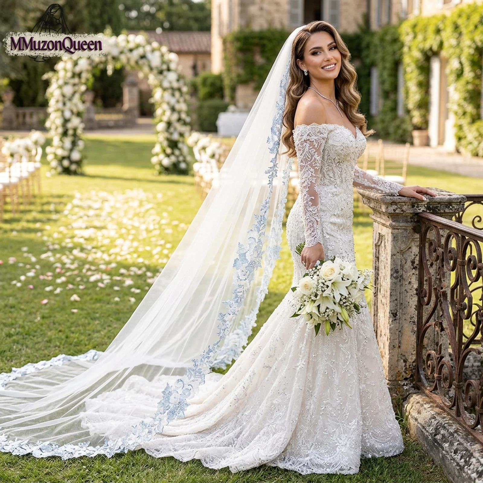 TOPQUEEN Soft Lace Wedding Veil Velo De Novia Lujosa Single Layer Cathedral Bridal Accessories Blue Lace Edge With Comb V331
TOPQUEEN Soft Lace Wedding Veil Velo De Novia Lujosa Single Layer Cathedral Bridal Accessories Blue Lace Edge With Comb V331