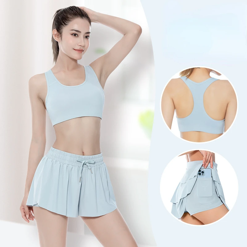 Nylon Yoga Short Dress Ice Silk Sports Pocket Leggings Tennis Fitness Yoga Trouser Skirt Set Tank Top Yoga Set Gym Set Women
Nylon Yoga Short Dress Ice Silk Sports Pocket Leggings Tennis Fitness Yoga Trouser Skirt Set Tank Top Yoga Set Gym Set Women