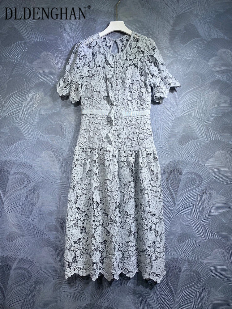 DLDENGHAN Spring Dress Women O-Neck Short Sleeve Hollow Out Water Soluble Flower Vintage Party Dresses Fashion Designer New
DLDENGHAN Spring Dress Women O-Neck Short Sleeve Hollow Out Water Soluble Flower Vintage Party Dresses Fashion Designer New