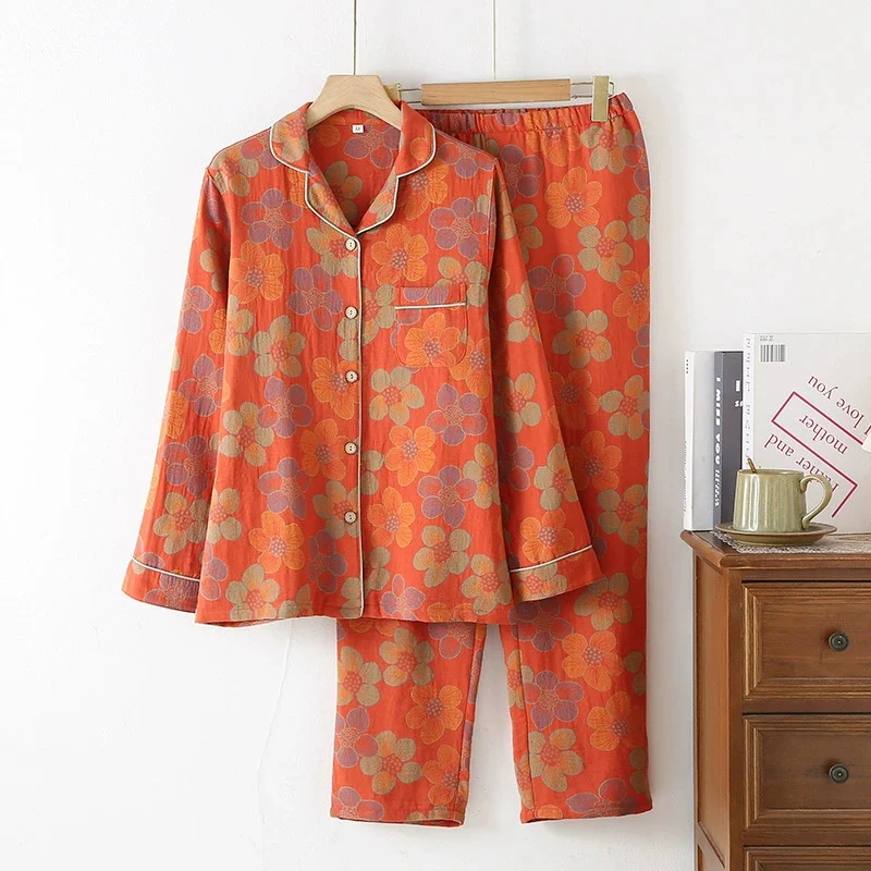 2025 New Spring and Autumn Women's Pajama Set 100% Cotton Jacquard Collar Flower Long Sleeve Long Pants Two Piece Home Clothes
2025 New Spring and Autumn Women's Pajama Set 100% Cotton Jacquard Collar Flower Long Sleeve Long Pants Two Piece Home Clothes