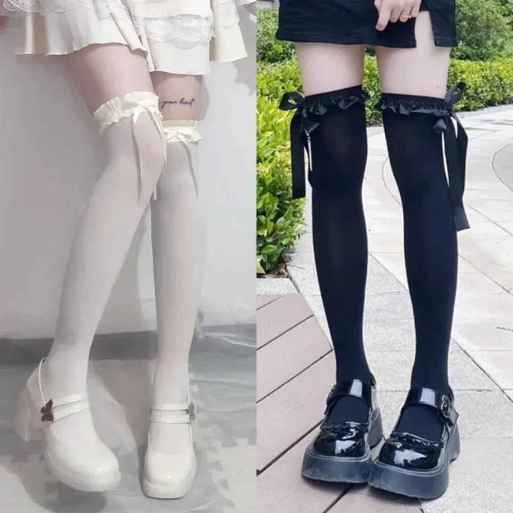 Women Lace Black White Ruffle Long Socks Women Girls Sweet Stockings JK Lolita Nylon Lace Over The Knee Bowknot Hosiery
Women Lace Black White Ruffle Long Socks Women Girls Sweet Stockings JK Lolita Nylon Lace Over The Knee Bowknot Hosiery