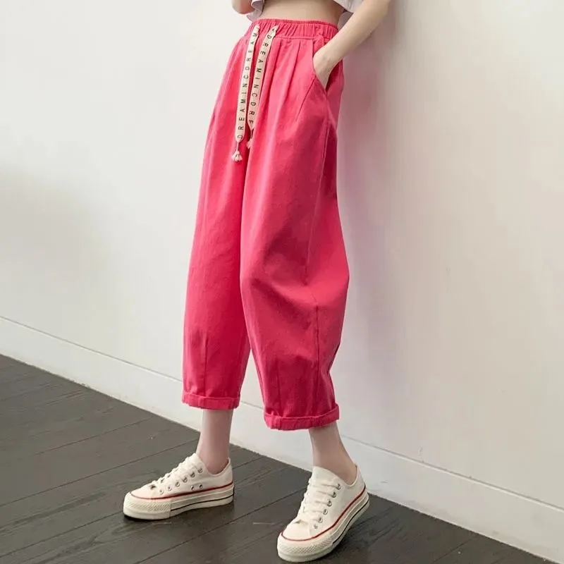 Women's Casual Pink High Waist Harem Pants Loose Drawstring 9/10 Length Cotton Trousers Plus Size Friendly
Women's Casual Pink High Waist Harem Pants Loose Drawstring 9/10 Length Cotton Trousers Plus Size Friendly