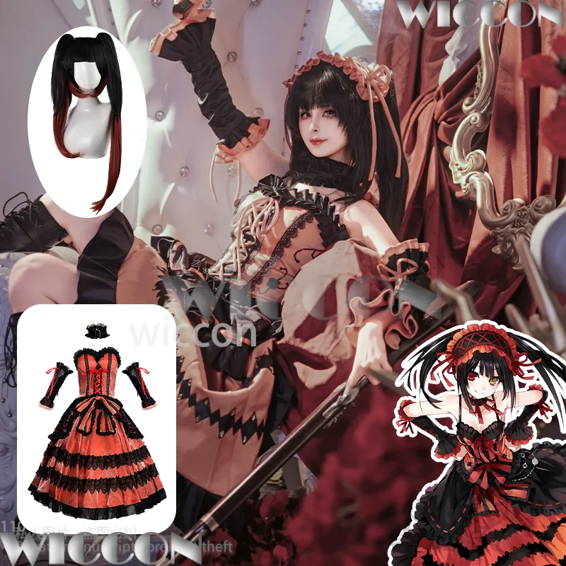 Tokisaki Kurumi Date A Live Cosplay Anime Gothic Red Black Velvet Cake Dress Lolita Wig Girl Cos Halloween Party Suit Customized
Tokisaki Kurumi Date A Live Cosplay Anime Gothic Red Black Velvet Cake Dress Lolita Wig Girl Cos Halloween Party Suit Customized