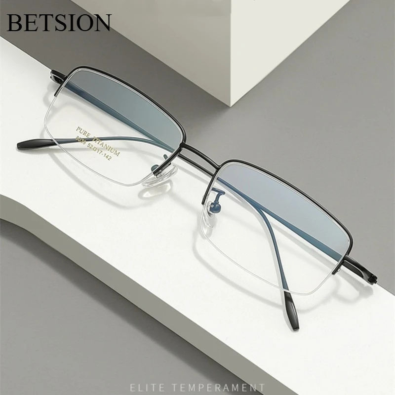 BETSION Retro Pure Titanium 13g Half Rim Eyeglass Frame Ultra Light Spectacles Business Glasses for Men Fashion Eyewear #039
BETSION Retro Pure Titanium 13g Half Rim Eyeglass Frame Ultra Light Spectacles Business Glasses for Men Fashion Eyewear #039