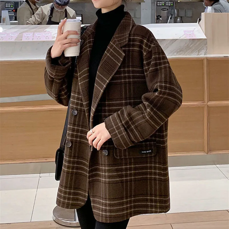 Coat Women's Spring Autumn Pop Plaid Lapel Long-sleeved Double-breasted Woolen Suit Jacket Simple Commuter Overcoat Female ZM391
Coat Women's Spring Autumn Pop Plaid Lapel Long-sleeved Double-breasted Woolen Suit Jacket Simple Commuter Overcoat Female ZM391