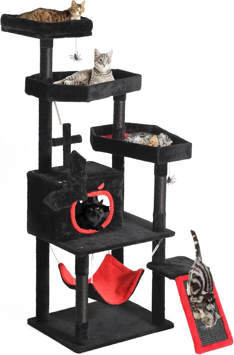 Gothic Cat Tree with Coffin Bed, 63" Tall Cat Tower for Indoor Cats with Top Perch, Spacious Cat Condos, Spider Hanging
Gothic Cat Tree with Coffin Bed, 63" Tall Cat Tower for Indoor Cats with Top Perch, Spacious Cat Condos, Spider Hanging