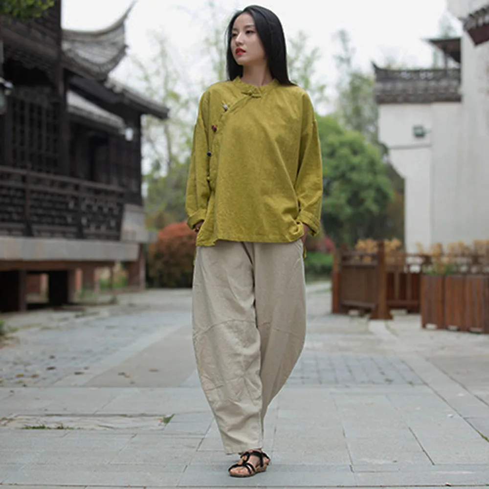 Solid Color Cotton Linen High And Low Long Sleeve Blouse Women's Vintage Disc Buckle Sand Wash Vintage Loose Tang Dress Shirt
Solid Color Cotton Linen High And Low Long Sleeve Blouse Women's Vintage Disc Buckle Sand Wash Vintage Loose Tang Dress Shirt