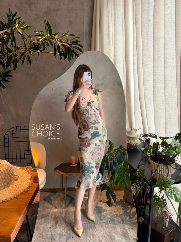 Susan French Style Silk Dress Lavender Printed Short Sleeve High Waist A-Line Dress for Young Women Daily Wear V-Neck Dress
Susan French Style Silk Dress Lavender Printed Short Sleeve High Waist A-Line Dress for Young Women Daily Wear V-Neck Dress