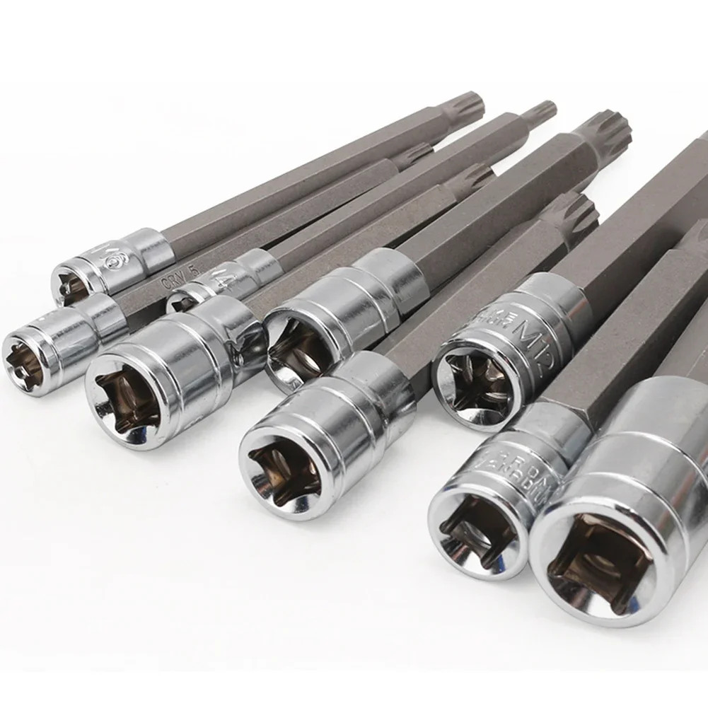 10-Piece Star Socket Set for CR-V Built from Chrome Vanadium Steel with Three Drive Options for Mechanical Applications
10-Piece Star Socket Set for CR-V Built from Chrome Vanadium Steel with Three Drive Options for Mechanical Applications
