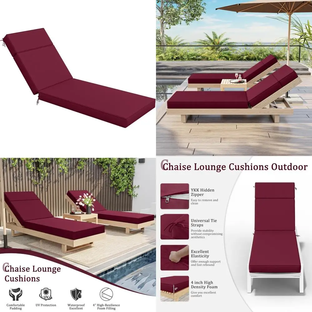 Outdoor High-Density Foam Lounge Chair Cushions 80x26x4 Waterproof with Ties, Suitable for Outdoor Furniture 
Outdoor High-Density Foam Lounge Chair Cushions 80x26x4 Waterproof with Ties, Suitable for Outdoor Furniture