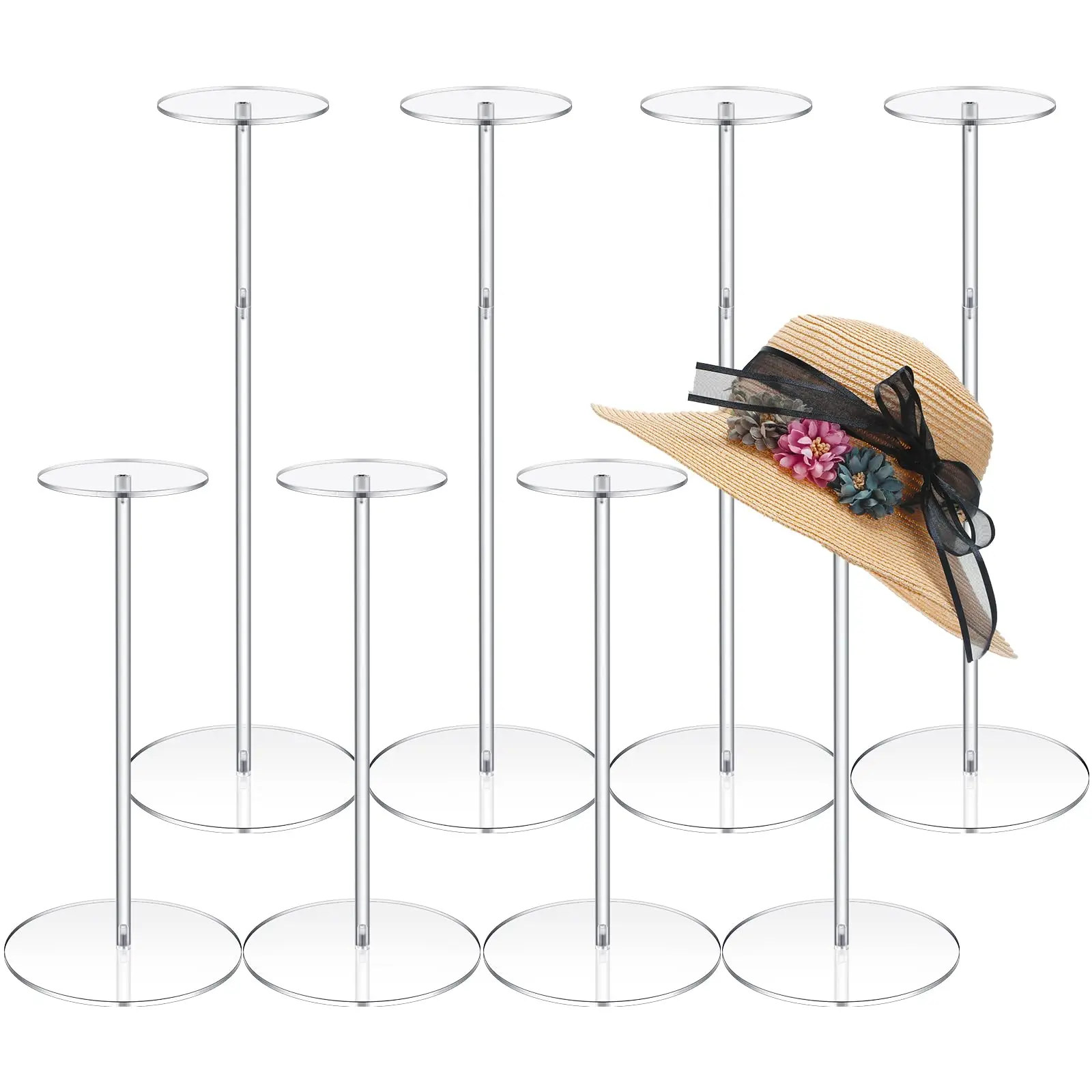 8 Pack Clear Acrylic Adjustable Hat Display Stands 12-17 Inches With Round Base For Hats Wigs Accessories
8 Pack Clear Acrylic Adjustable Hat Display Stands 12-17 Inches With Round Base For Hats Wigs Accessories