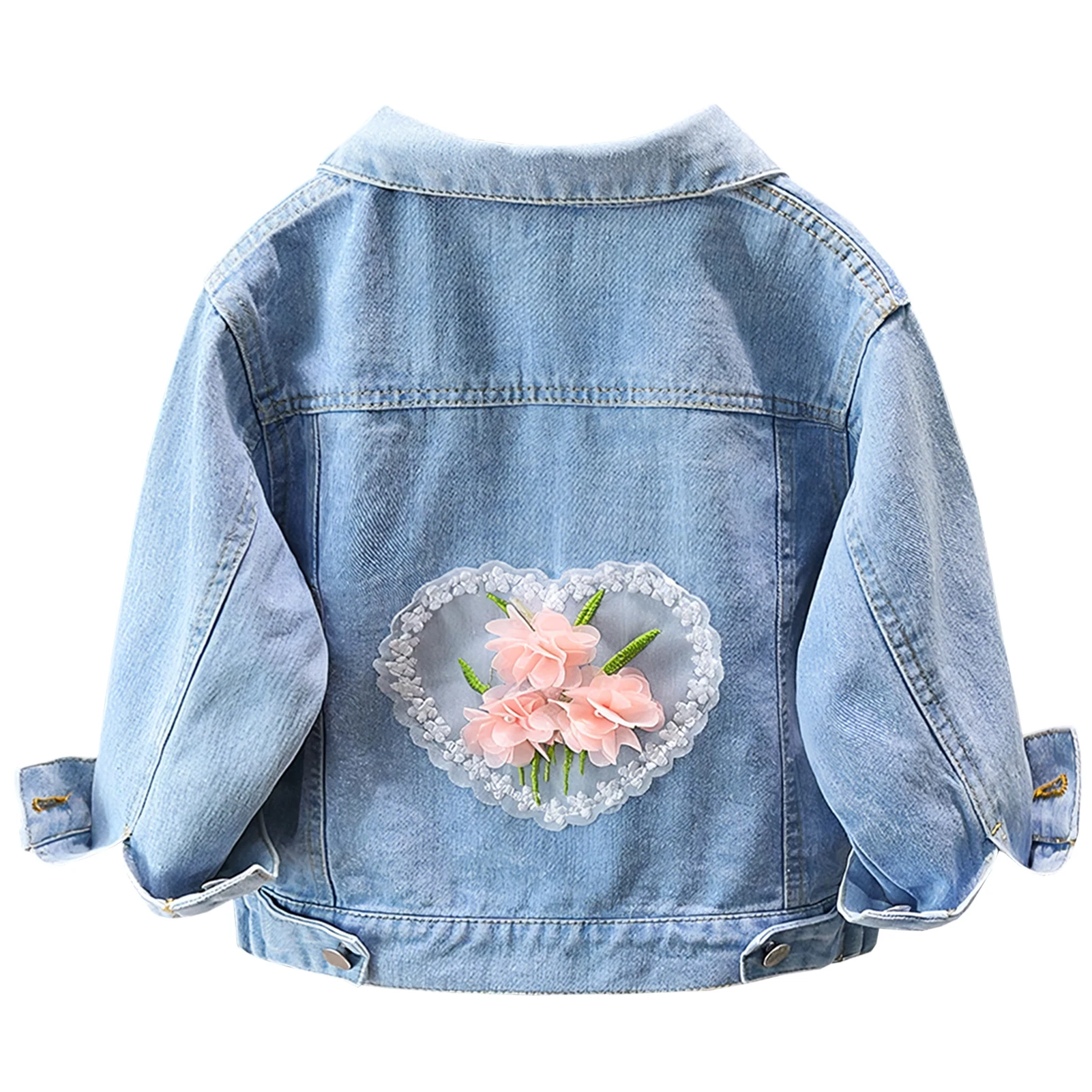 Girls Embroidered Denim Jacket,Lace Flower Children's Cowboy Coat,Lapel Buttons Kids Transition Outfits,Classical Blue Outerwear
Girls Embroidered Denim Jacket,Lace Flower Children's Cowboy Coat,Lapel Buttons Kids Transition Outfits,Classical Blue Outerwear