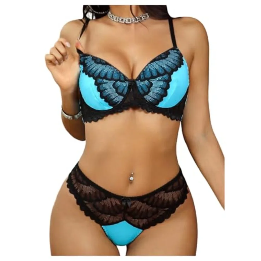 OYOANGLE Women's Butterfly Lace Lingerie Set 2 Pcs Sexy Underwire Push Up Bra and Hipster Panty Sets
OYOANGLE Women's Butterfly Lace Lingerie Set 2 Pcs Sexy Underwire Push Up Bra and Hipster Panty Sets