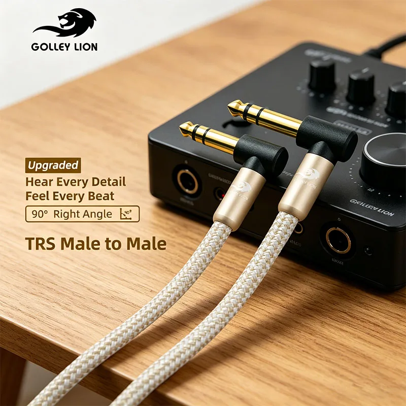 GOLLEY LION 1/4 Inch TRS Instrument Cable, Right Angle 6.35mm Male Jack Stereo Audio Interconnect Cord,Compatible for Bass,Keybo
GOLLEY LION 1/4 Inch TRS Instrument Cable, Right Angle 6.35mm Male Jack Stereo Audio Interconnect Cord,Compatible for Bass,Keybo