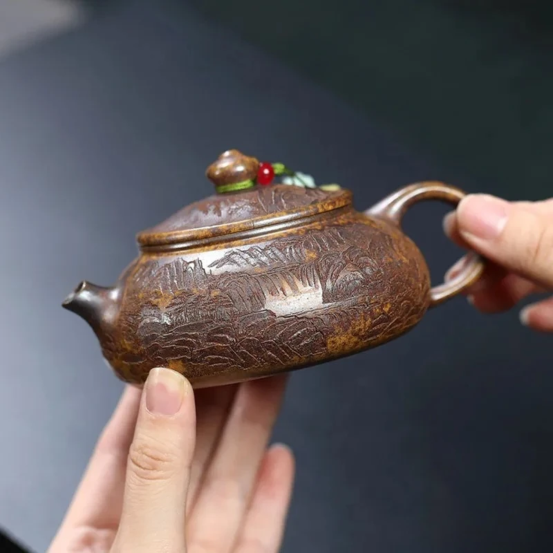 170ml Chinese Tradition Yixing Purple Clay Teapo Beauty Tea Infuser Kettle Handmade Landscape Zisha Tea Pot Household Tea Set
170ml Chinese Tradition Yixing Purple Clay Teapo Beauty Tea Infuser Kettle Handmade Landscape Zisha Tea Pot Household Tea Set