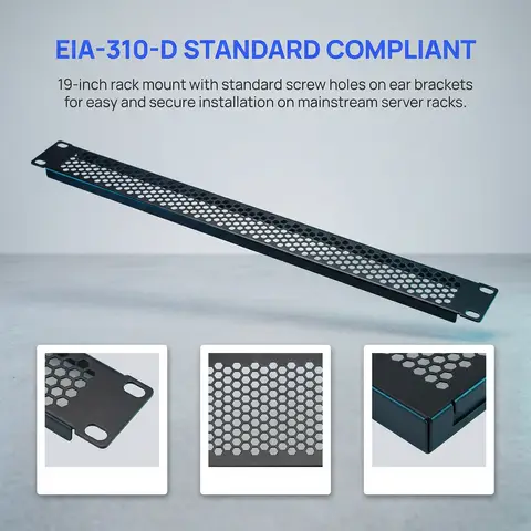 1/2/5PCS 1U/2U/4U Honeycomb Venting Blank Panel for 19in Server Rack Cabinet、Network Cabinet or Enclosure, Black