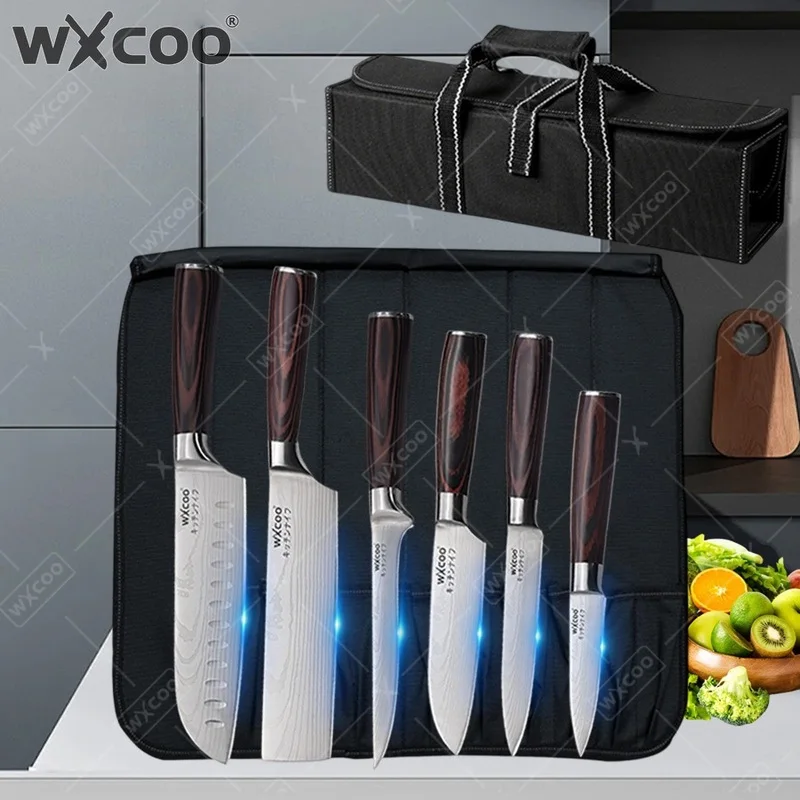 WXCOO Japanese Santoku Knife Roll Bag Damascus Kitchen Knives Fish Fillet Utility Knife Fruit Slicing Cleaver Stainless Steel
WXCOO Japanese Santoku Knife Roll Bag Damascus Kitchen Knives Fish Fillet Utility Knife Fruit Slicing Cleaver Stainless Steel