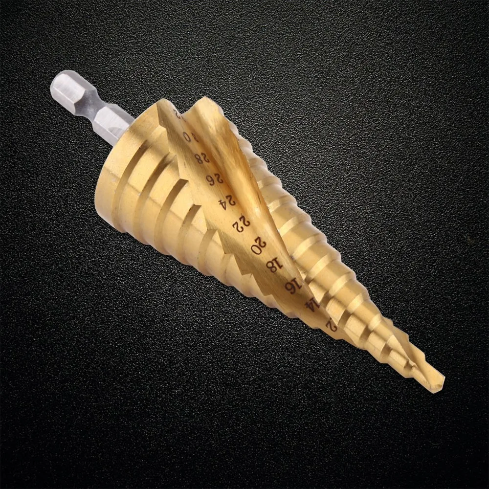 High Speed Steel Step Drill Bit Hex Shank Titanium Coated High Speed Steel Drill Bit Spiral Grooved Spiral Flute Drill Bit
High Speed Steel Step Drill Bit Hex Shank Titanium Coated High Speed Steel Drill Bit Spiral Grooved Spiral Flute Drill Bit