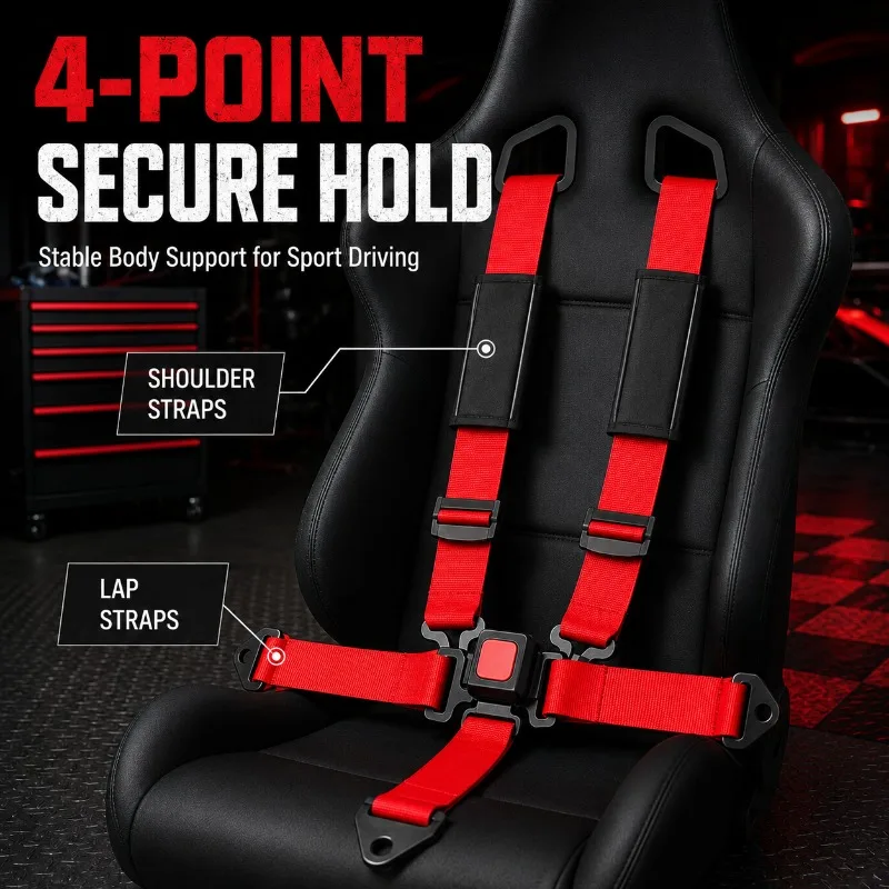 2" 4-Point Racing Harness, Quick-Release Camlock Seatbelt Kit for Go-Kart Buggy Off-Road Sim Racing – Adjustable Safety Belt Set
2" 4-Point Racing Harness, Quick-Release Camlock Seatbelt Kit for Go-Kart Buggy Off-Road Sim Racing – Adjustable Safety Belt Set