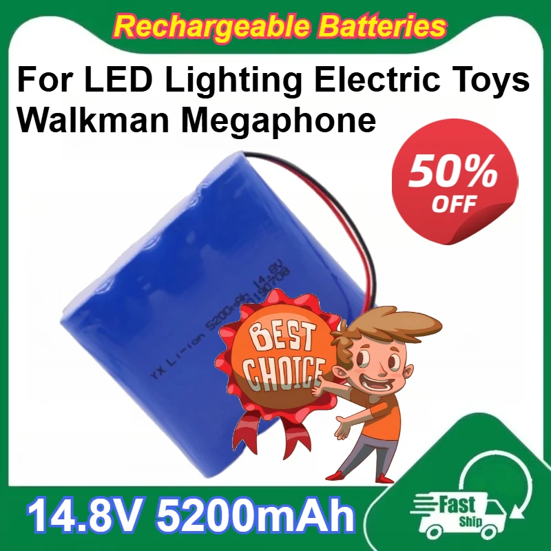 18650 14.8V Lithium-ion Battery Pack for LED Lighting Electric Toys Walkman Megaphone Rechargeable Batteries 5200mAh Capacity
18650 14.8V Lithium-ion Battery Pack for LED Lighting Electric Toys Walkman Megaphone Rechargeable Batteries 5200mAh Capacity