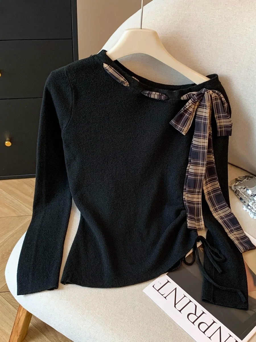 Sweet Spicy Plaid Long Sve Knitted irt Women's Spring Autumn Slim Fit oulder Inner Wear Base High End Feeling Top
Sweet Spicy Plaid Long Sve Knitted irt Women's Spring Autumn Slim Fit oulder Inner Wear Base High End Feeling Top