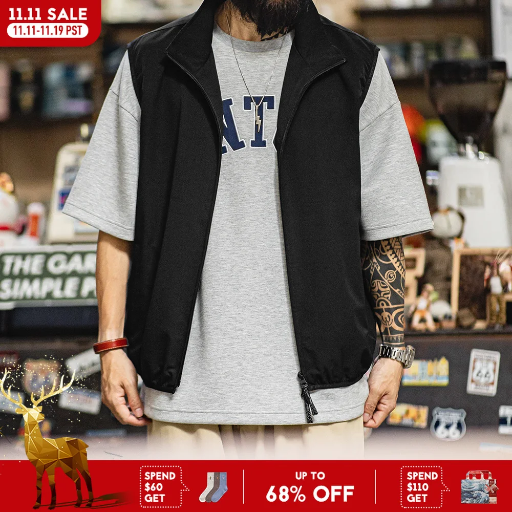 Maden Outdoor Men's Stand Collar Zip-Up Vest Lightweight Black Quick Dry Camping Fishing Waistcoat for Summer Sleeveless Jacket
Maden Outdoor Men's Stand Collar Zip-Up Vest Lightweight Black Quick Dry Camping Fishing Waistcoat for Summer Sleeveless Jacket