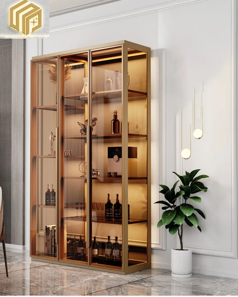 Glass wine cabinet transparent display cabinet aluminum alloy simple LED light with living room wall household
Glass wine cabinet transparent display cabinet aluminum alloy simple LED light with living room wall household