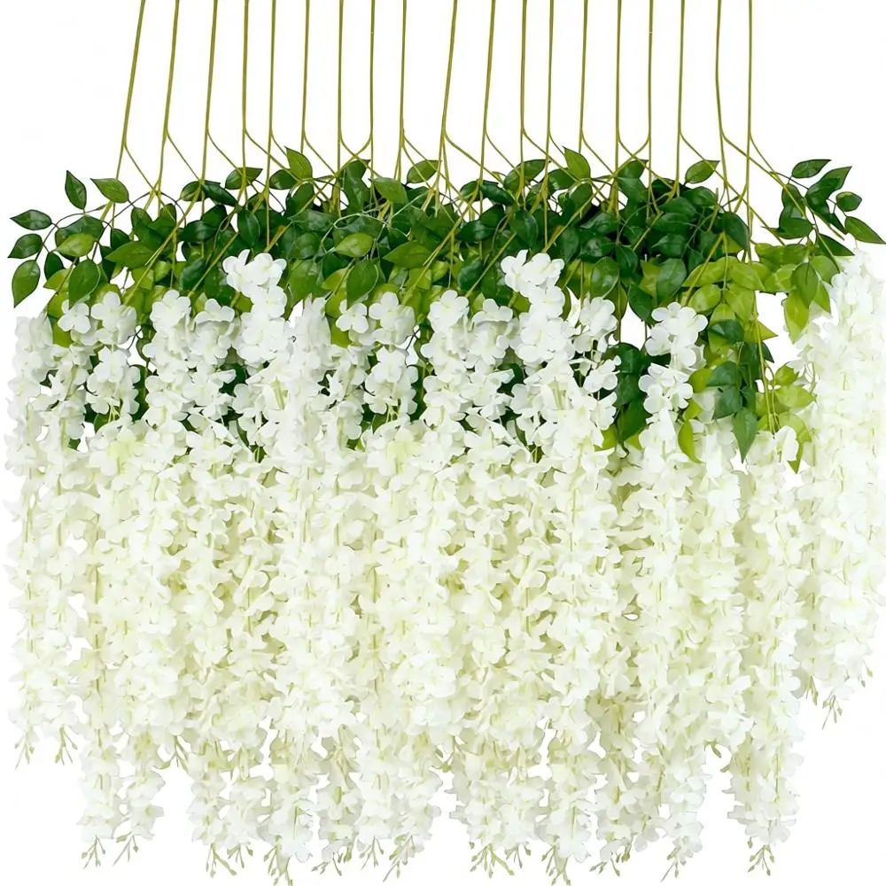 White Dense Artificial Wisteria Garland, 3.6ft Long, 12 Pieces, Ideal for Home and Wedding Decoration
White Dense Artificial Wisteria Garland, 3.6ft Long, 12 Pieces, Ideal for Home and Wedding Decoration