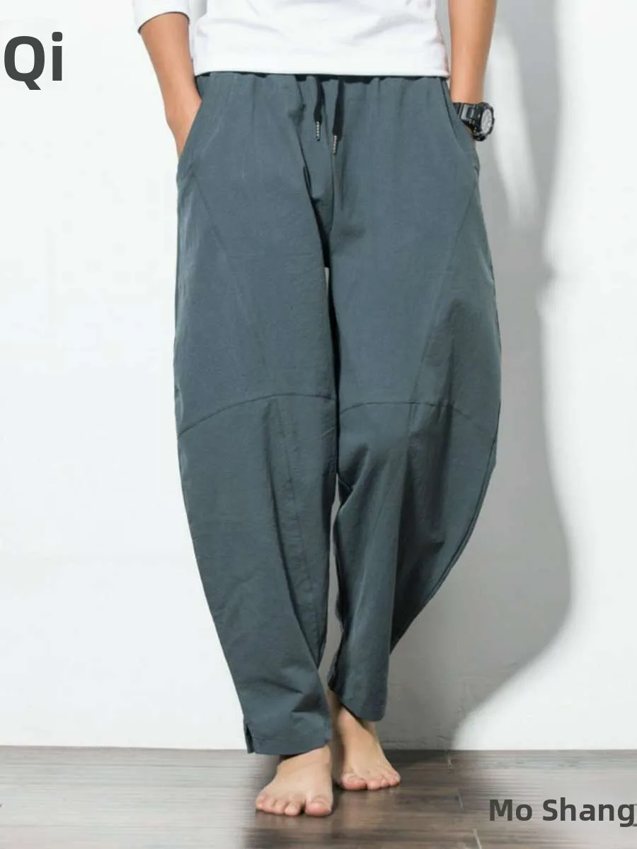 Мужские свободные брюки-харланы из хлопка и льна, повседневные, широкие, модные, с узким низом, длинные, со средней талией, на поясе
Мужские свободные брюки-харланы из хлопка и льна, повседневные, широкие, модные, с узким низом, длинные, со средней талией, на поясе