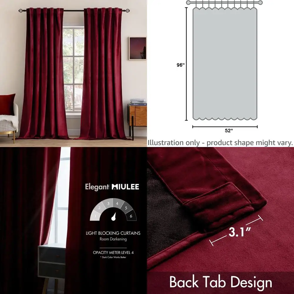 Элегантные бархатные шторы бордового и красного цвета 96, 2 панели, W52xL96, для спальни и гостиной
Элегантные бархатные шторы бордового и красного цвета 96, 2 панели, W52xL96, для спальни и гостиной