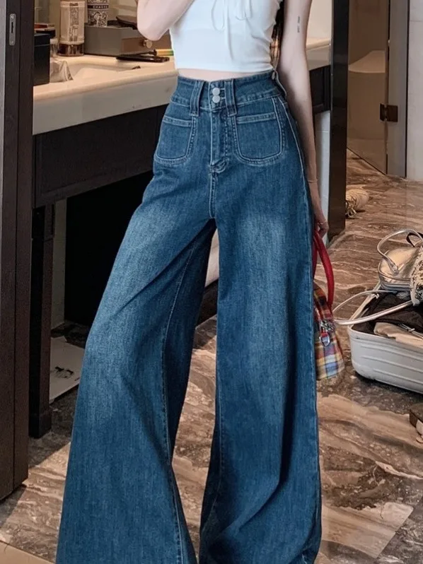 Winter Blue Floor-Length Wide Leg Pants Straight Cut Loose Denim Retro American Sle Women's High Waist Zipper Pure Color Ca...
Winter Blue Floor-Length Wide Leg Pants Straight Cut Loose Denim Retro American Sle Women's High Waist Zipper Pure Color Ca...