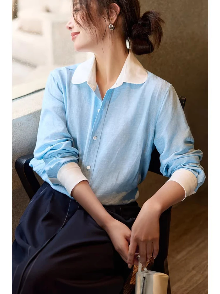 Ретро-рубашка из льна для женщин, приталенная, с длинным рукавом, круглым вырезом, дышащая, комфортная, RuiQi True Beau
Ретро-рубашка из льна для женщин, приталенная, с длинным рукавом, круглым вырезом, дышащая, комфортная, RuiQi True Beau