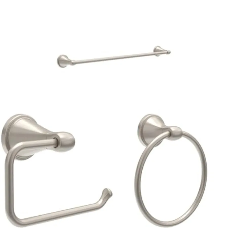 3-Piece SpotShield Brushed Nickel Bathroom Set 24 Inch Towel Rack Ring Toilet Paper Holder Becker Modern Bathroom Decor
3-Piece SpotShield Brushed Nickel Bathroom Set 24 Inch Towel Rack Ring Toilet Paper Holder Becker Modern Bathroom Decor