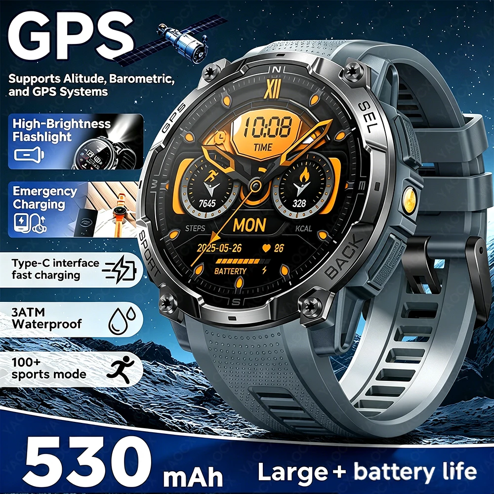 New Smart Watch 1.43inch Amoled GPS Positioning LED Flashlight BT Calling Health Monitor Outdoor Sports Fitness Smartwatch K76A
New Smart Watch 1.43inch Amoled GPS Positioning LED Flashlight BT Calling Health Monitor Outdoor Sports Fitness Smartwatch K76A