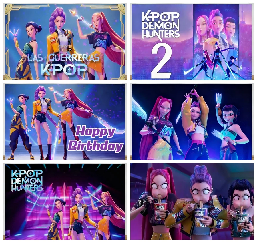 KPop Demon Hunter Theme Background Girls Kids and Adults Birthday Party Decoration Baby Shower Banner Photo Backdrop Props
KPop Demon Hunter Theme Background Girls Kids and Adults Birthday Party Decoration Baby Shower Banner Photo Backdrop Props