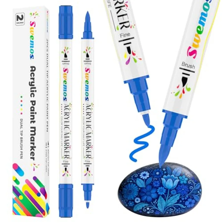 2Pcs Acrylic Paint Pens Markers, Dual Tip with Fine Tip and Brush Tip Pens Acrylic Paint Markers Waterproof Acrylic Markers Set
2Pcs Acrylic Paint Pens Markers, Dual Tip with Fine Tip and Brush Tip Pens Acrylic Paint Markers Waterproof Acrylic Markers Set