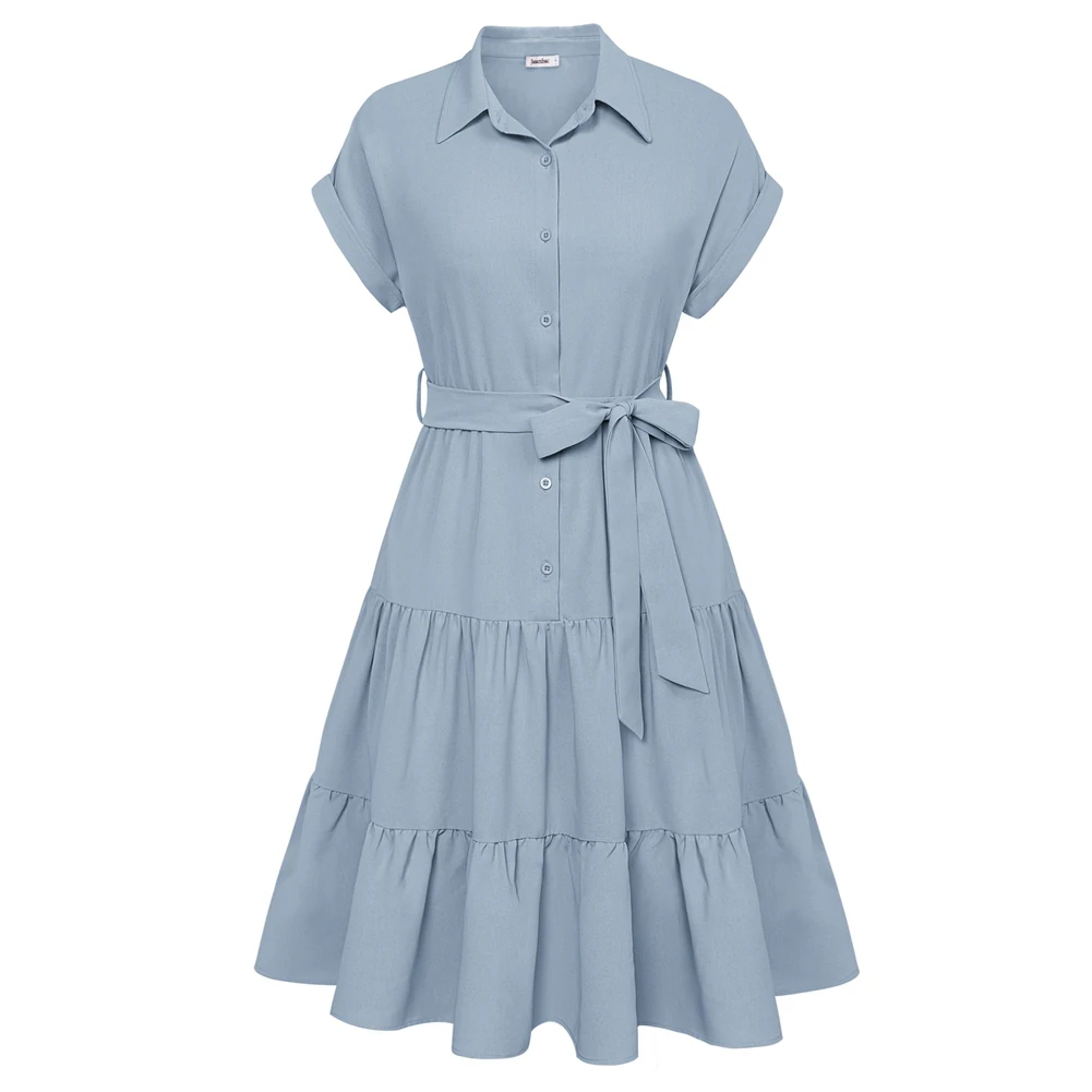 Jasambac Dresses For Women Shirt Dress Short Sleeve Lapel Collar Elastic Waist A-Line Dress Slim Fit High Waist holiday Dresses
Jasambac Dresses For Women Shirt Dress Short Sleeve Lapel Collar Elastic Waist A-Line Dress Slim Fit High Waist holiday Dresses