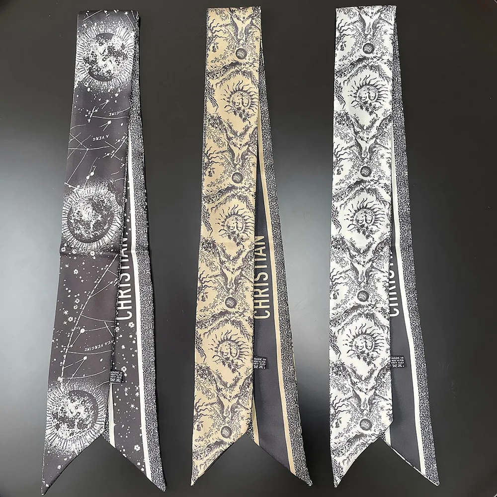Versatile Black White Color Fashionable Long Silk Ribbon Scarf Versatile for All Seasons And Ages Decorative Floral Print
Versatile Black White Color Fashionable Long Silk Ribbon Scarf Versatile for All Seasons And Ages Decorative Floral Print