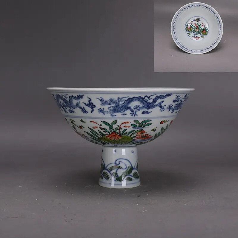 China Porcelain Blue and White Colorful Mandarin Duck DragonGrain High Foot Bowl
China Porcelain Blue and White Colorful Mandarin Duck DragonGrain High Foot Bowl