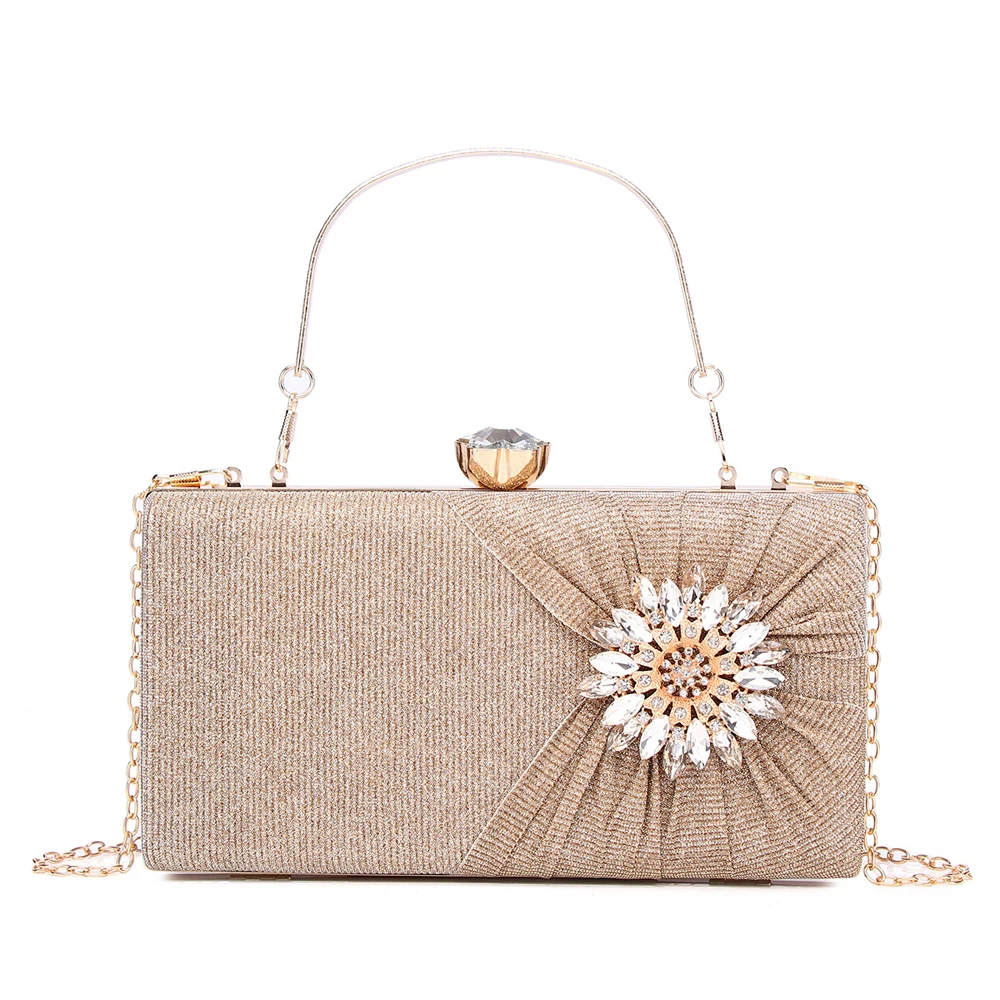 Women's Wedding Clutch Bag Luxury Rhinestone Flower Handbag Banquet Gold Evening Bag Party Purse Chain Shoulder Bag
Women's Wedding Clutch Bag Luxury Rhinestone Flower Handbag Banquet Gold Evening Bag Party Purse Chain Shoulder Bag