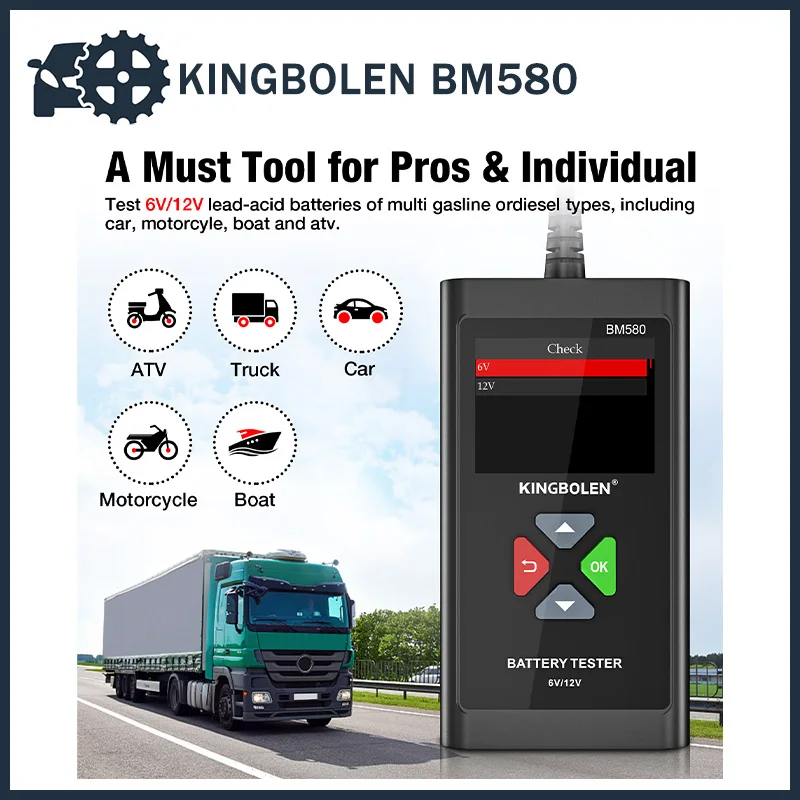KINGBOLEN BM580 Battery Tester 12V 6V Car Battery Charger Tools Start-Up Circut Charging Test Automotive Analyzer PK KW650 KW208
KINGBOLEN BM580 Battery Tester 12V 6V Car Battery Charger Tools Start-Up Circut Charging Test Automotive Analyzer PK KW650 KW208